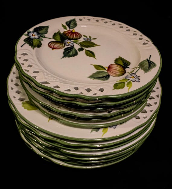 Rare Tiffany/Brunelli BN1 Dinner and Salad Plates Set, 9 Dinner 10 1/2" & 6 Salad 8 3/8" – Vintage Dinnerware - near perfect condition