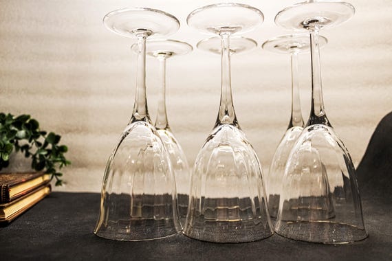 Set of 6 Gorham Laurin Gold Wine Glasses (7 1/4" x 3") - Please read full description