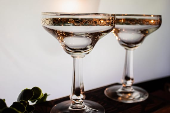 Sherbet Glass Set of 2 Libbey 6400-4 Tall Champagne Dessert Bowls Vintage Elegant Tableware
