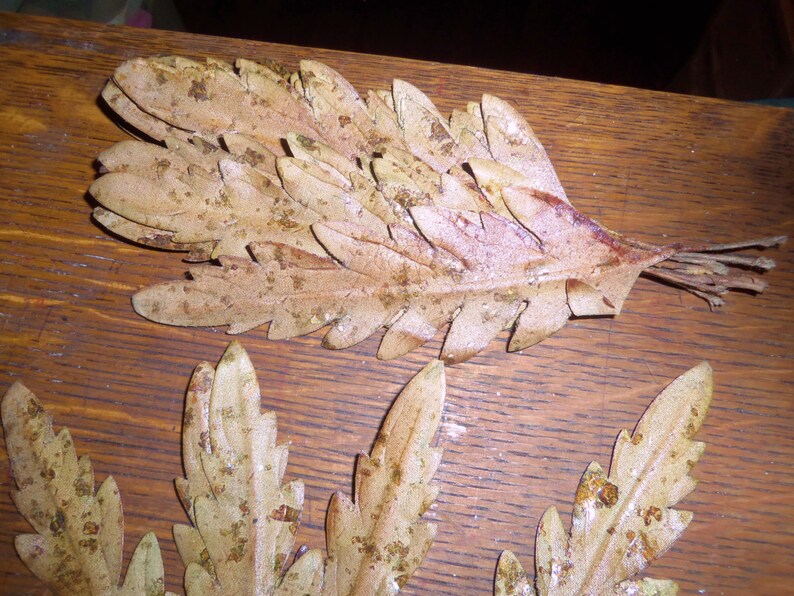 Brown Millinery Flower Fabric Leaves Mocha Brown w mica glitter Hat Corsage Floral Supply lot