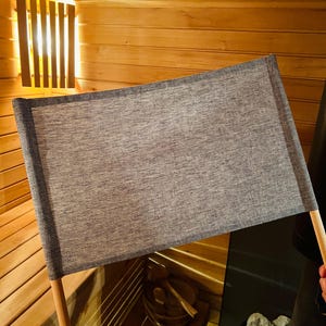Sauna Flag, Hand Fan, Wood Hand Fan, Saunamaster Accessories, Wood Frame, Sauna, Spa, Middle Sauna Fan, Home Decoration, Linen, Gray Color