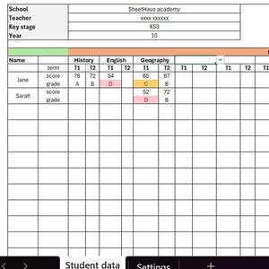 Student Progress Tracker - Editable Excel Template - Etsy