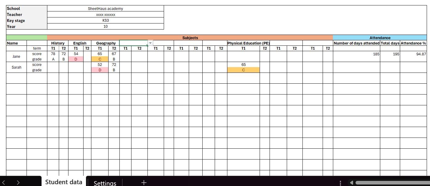 Student Progress Tracker - Editable Excel Template - Etsy