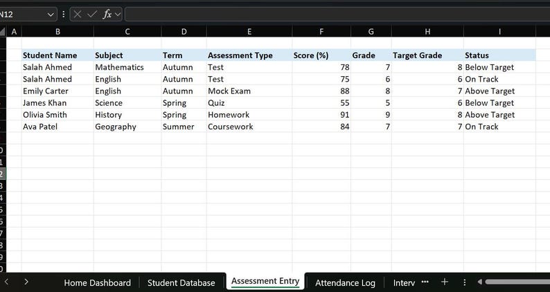 Student Progress Tracker - Editable Excel Template - Etsy