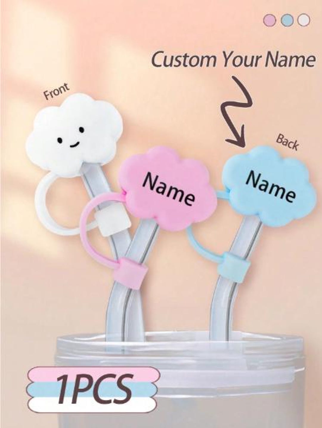 Personalized Name Straw Cover | Custom Straw Topper | Reusable Silicone ...