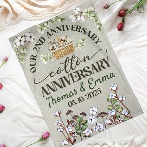 Couverture d&#39;anniversaire en coton personnalisée - Prénoms personnalisés et cadeau avec date