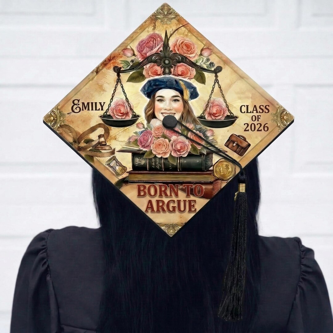 Law School Graduation Cap Topper With Custom Photo - Personalized ...