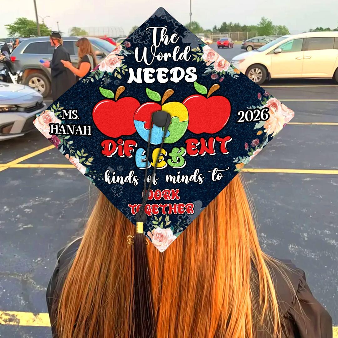Graduation Cap Design Autism Personalized Teacher Graduation Cap Topper: Autism Awareness Design ...