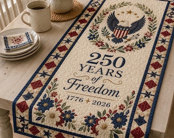 250 Years of Freedom Table Runner for Fourth of July Party Decor