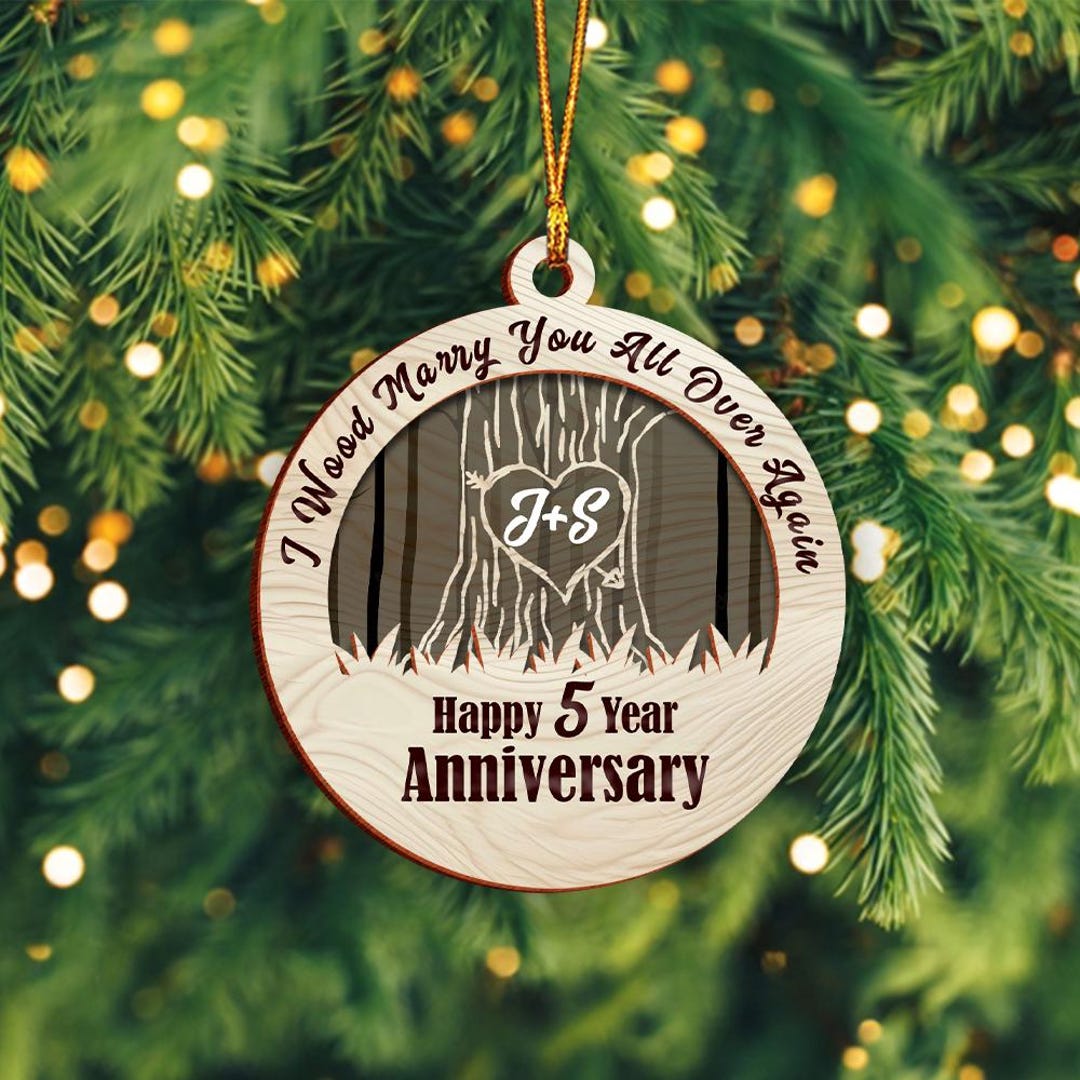Emily Geschenk Holz-Jahrestagskarte | 'I Wood Marry You All Over Again' | Für 5. Hochzeitstag | Inkl. Umschlag
