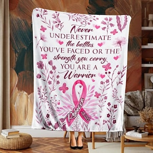 Personalized Breast Cancer Awareness Blanket – Inspirational Get Well Gift