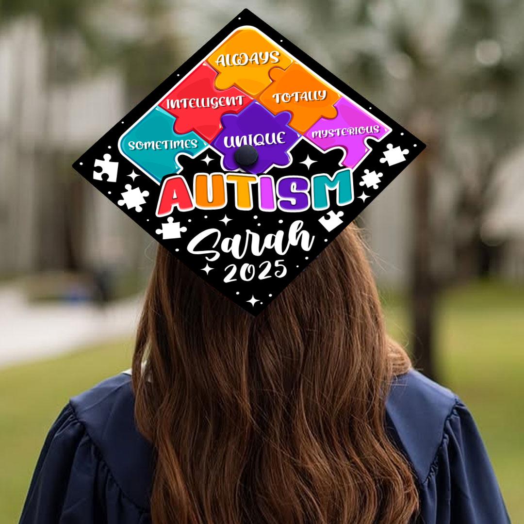 Custom Autism Awareness Graduation Cap Topper, Personalized Special ...