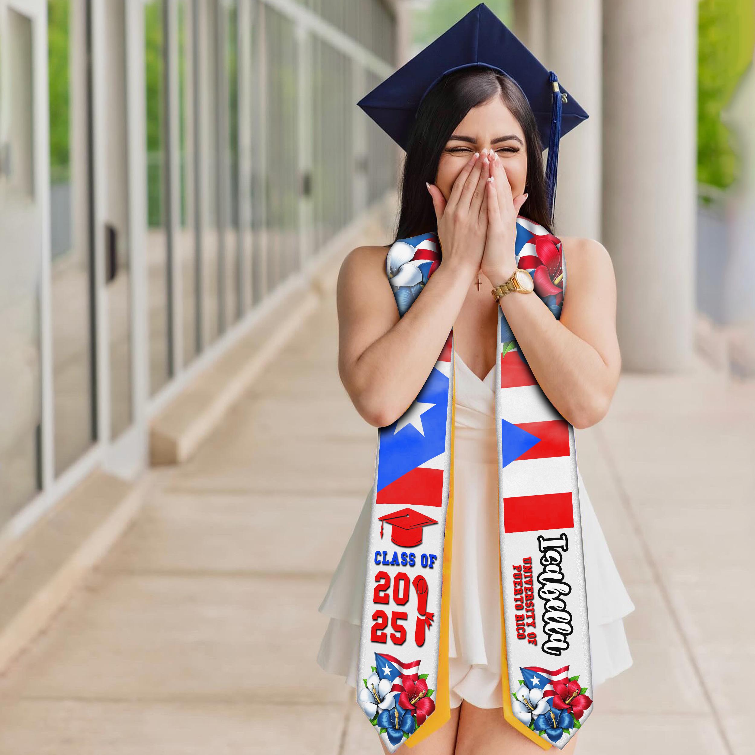 Puerto Rican Graduation Personalized Puerto Rican Graduation Stole, Puerto Rico Flag Latina ...