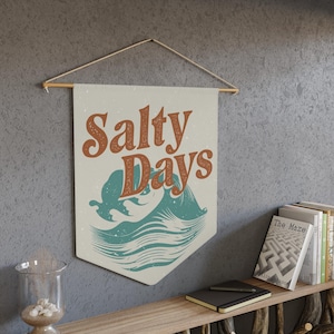 Salty Days Pennant - Vintage Beach Flag, Wall Hanging Decor, Inspirational Surf Life Gift