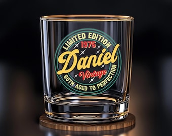 Personalized 50th Birthday Whiskey Glass: Vintage Aged Perfection