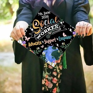 Personalisierter Sozialarbeiter Abschluss Cap Topper: Retro Advokat Design