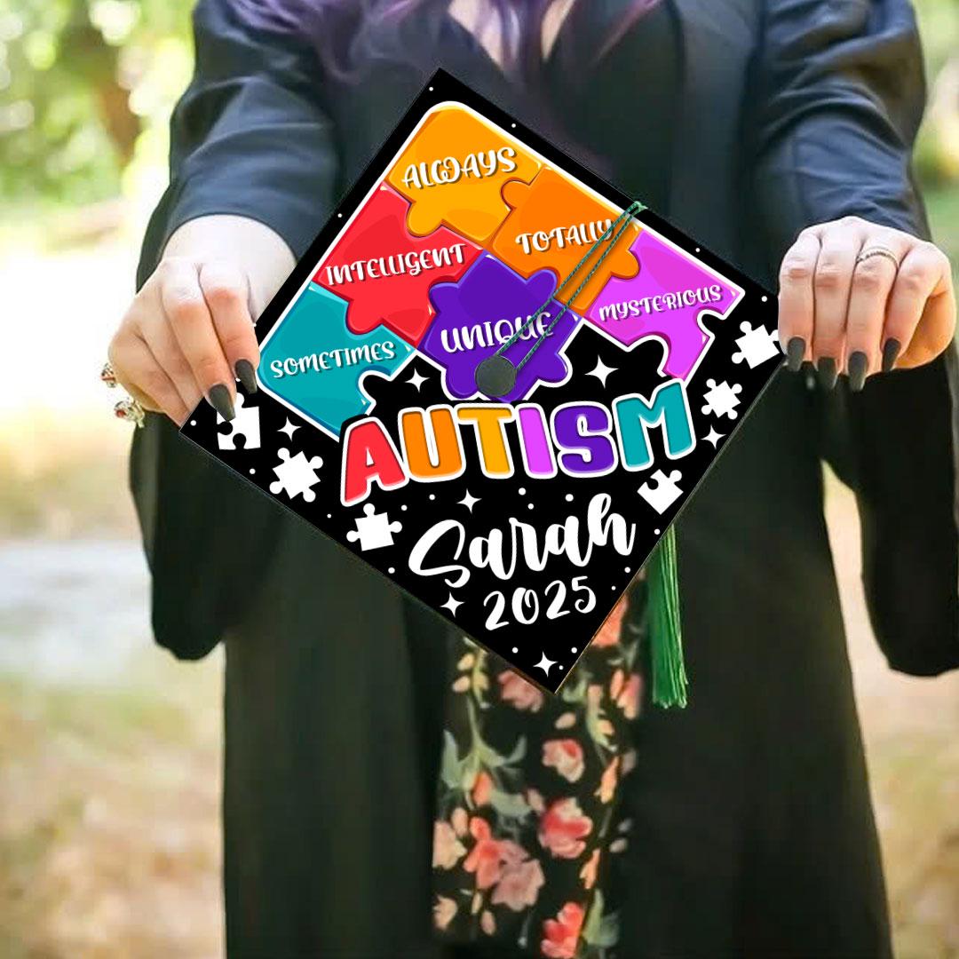 Custom Autism Awareness Graduation Cap Topper, Personalized Special ...