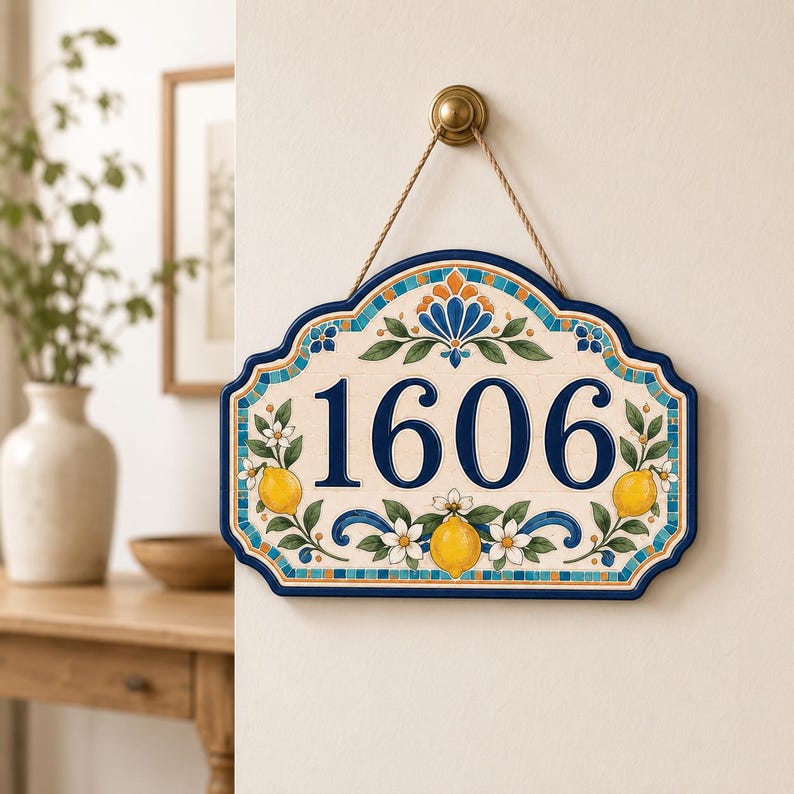 Custom House Number Sign, Mosaic Style Address Plaque, Personalized ...