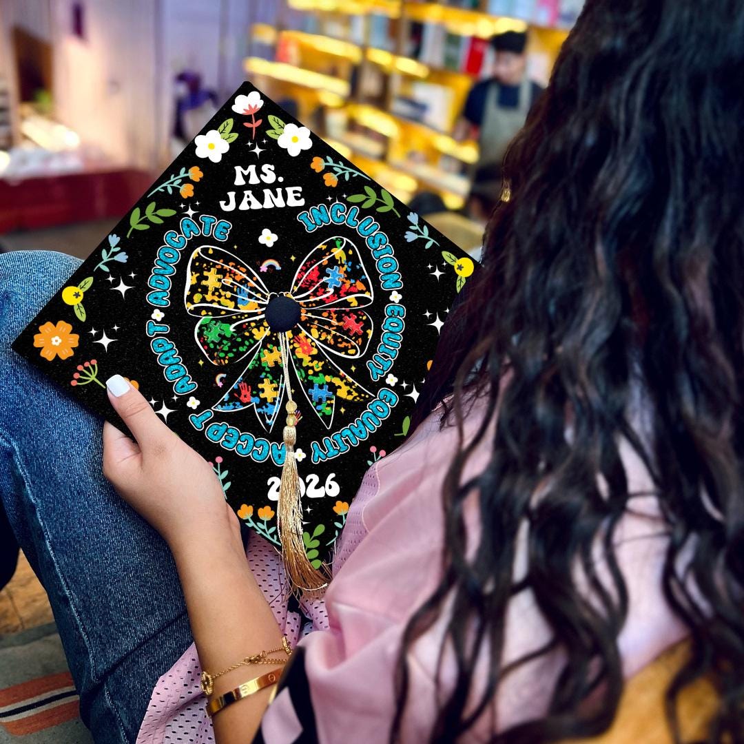 Graduation Cap Design Autism Personalized Autism Awareness Graduation Cap Topper: Puzzle Bow - Etsy