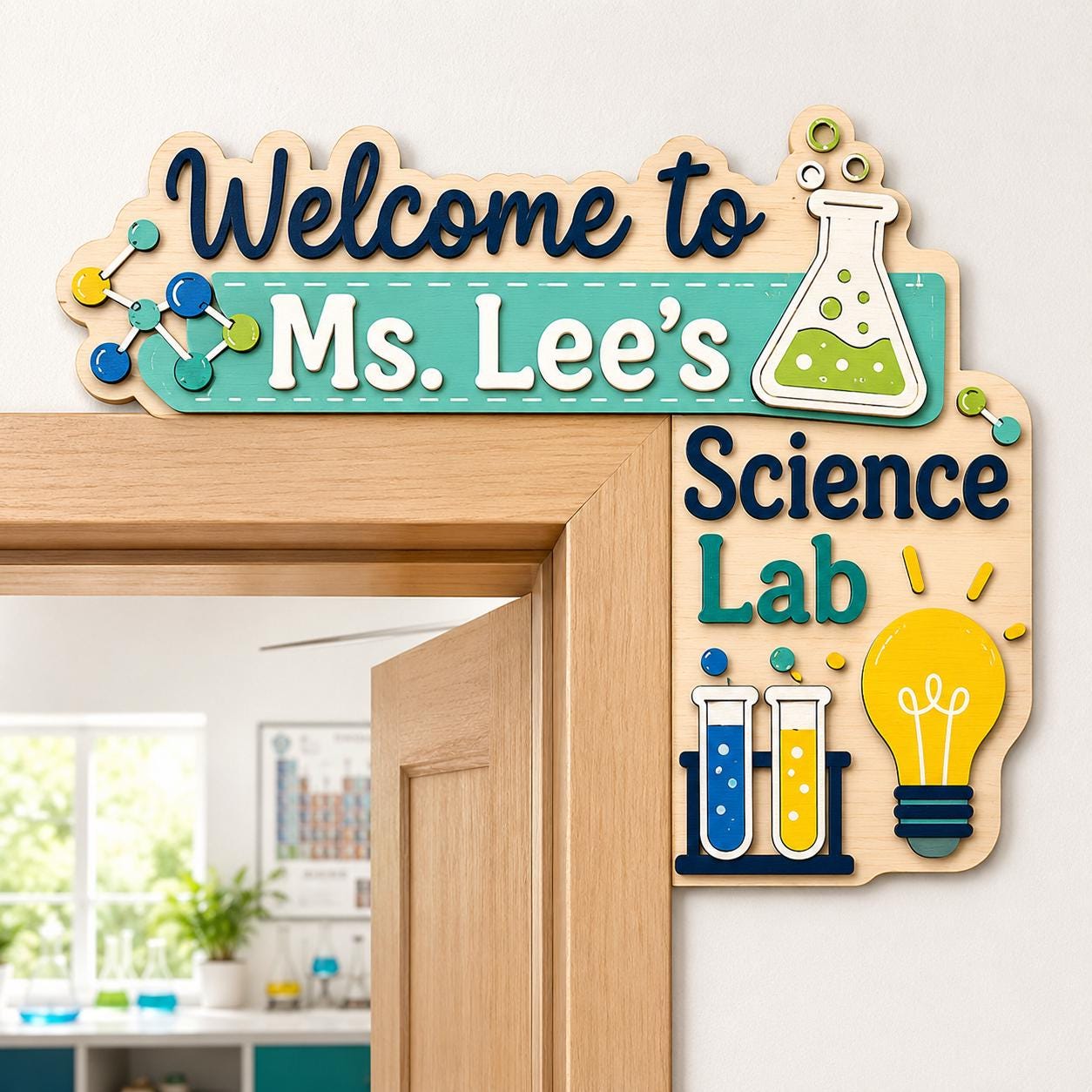Custom Science Lab Door Corner Sign, Personalized Teacher Classroom ...