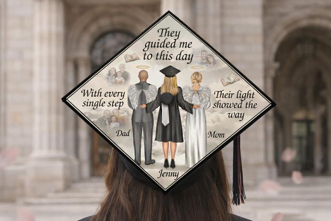 Personalized Graduation Cap Memorial Topper With Angel Mom and Dad ...