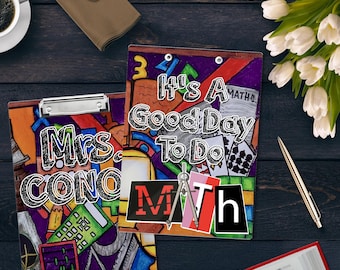 Personalized Math Teacher Clipboard: Colorful Acrylic Classroom Decor
