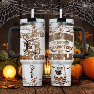 Introvert bokklubbsmugg: Halloween spöke boklig mugg, personligt namn 113 ml