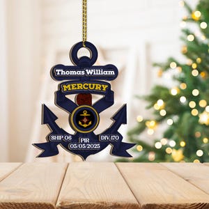 Personalisierte Navy Anchor Ornament - Benutzerdefinierte hölzernes Andenken für PIR Abschlussfeier
