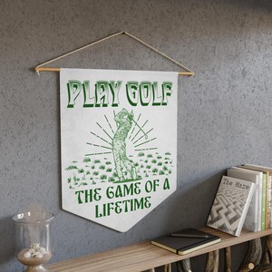 Play Golf Pennant - Vintage Golf Flag, Retro Sport Wall Hanging Decor