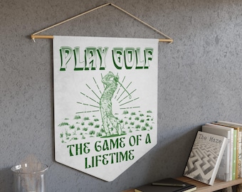 Play Golf Pennant - Vintage Golf Flag, Retro Sport Wall Hanging Decor
