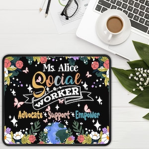Alfombrilla de ratón personalizada para trabajador social, escritorio y alfombrilla de ratón personalizados para MSW