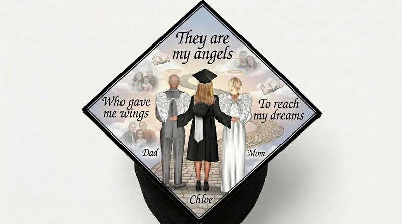 Personalized Graduation Cap Memorial Topper With Angel Mom and Dad ...