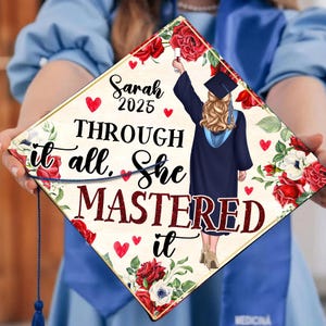 Personalisierte MBA Graduation Cap Topper, sie hat die Grad Cap gemeistert