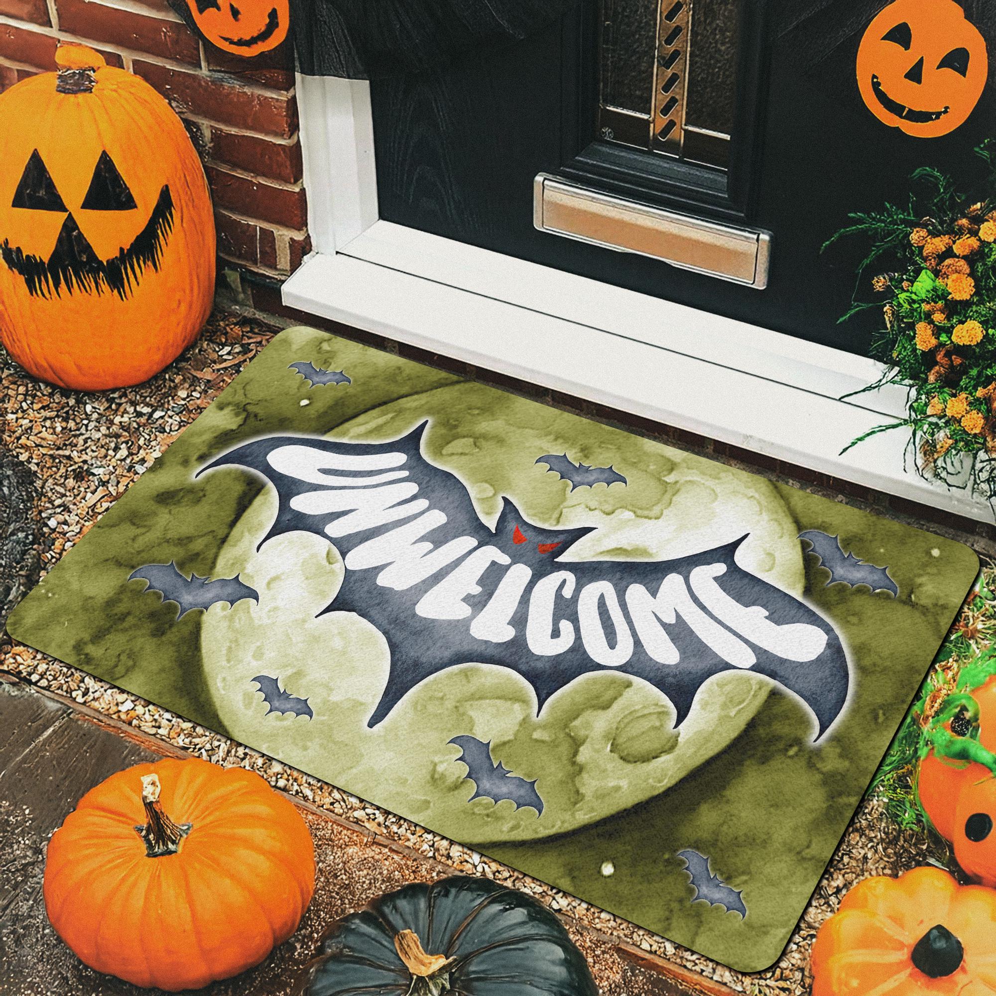 Gothic Halloween Fußmatte 'Unwillkommene Fledermaus' - 40x60cm Batman Design Für Eingangsbereich