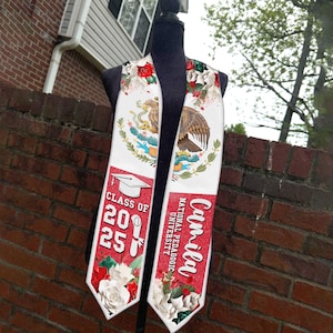Personalisierte mexikanische Abschluss-Stola, Mexiko-Flagge Latein-Grad-Schärpe