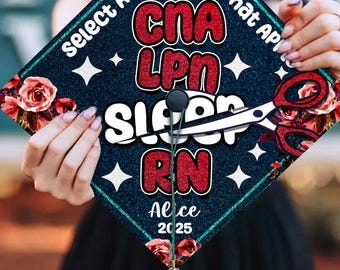 Personalisierte RN Graduation Cap Topper: Holz, Acryl oder Papier