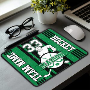 Alfombrilla de ratón de hockey personalizada, antideslizante, con diseño retro de equipo de hockey, ideal como regalo para un hijo.