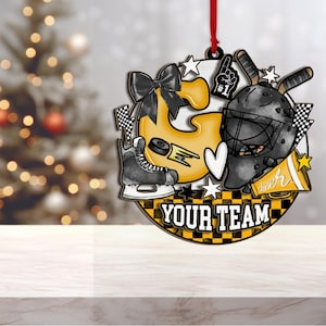 Personalized Hockey Ornament – Custom “Go Team” School Spirit Keepsake