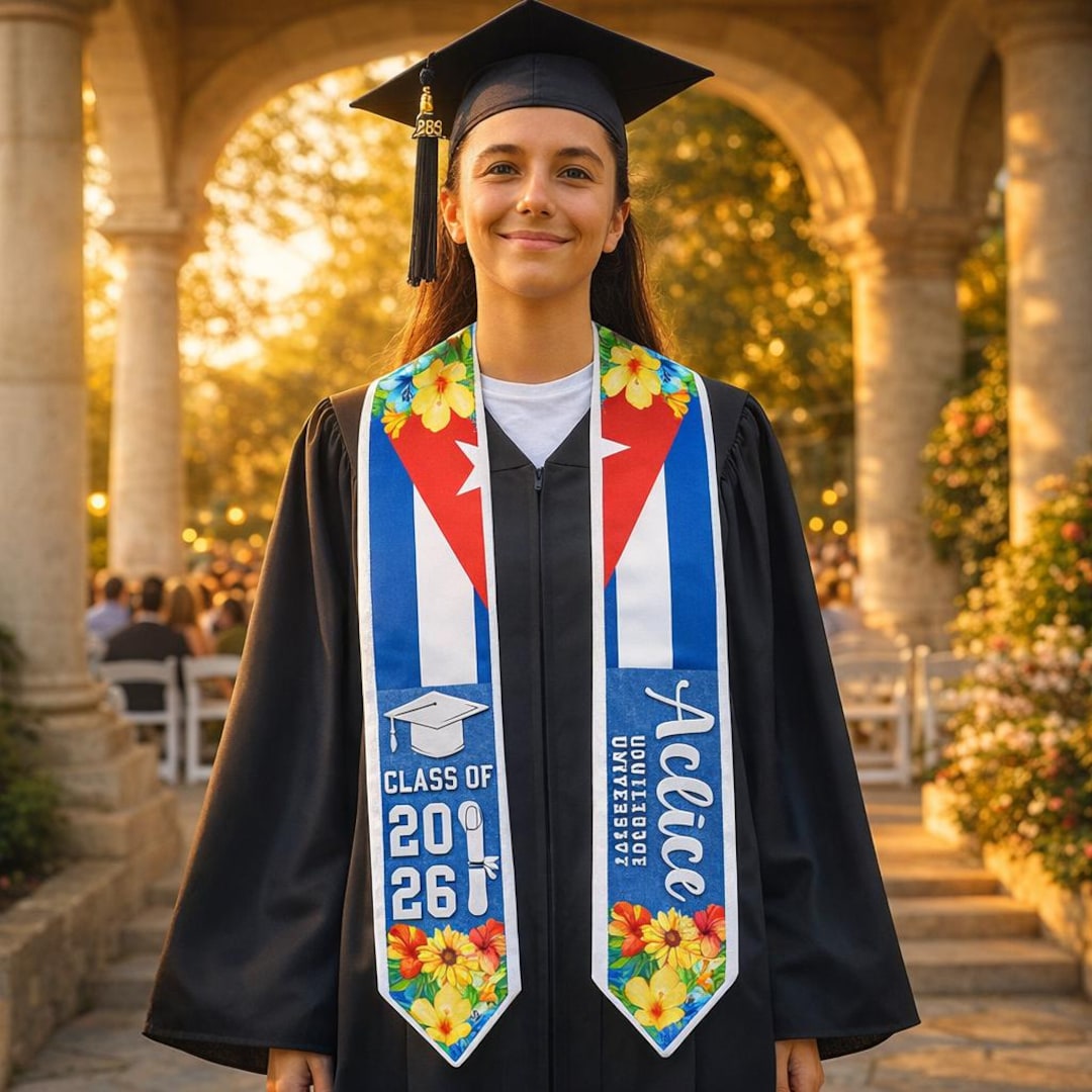Cuban Graduation Personalized Cuba Graduation Stole, Cuban Flag Grad Sash Class of 2026 ...