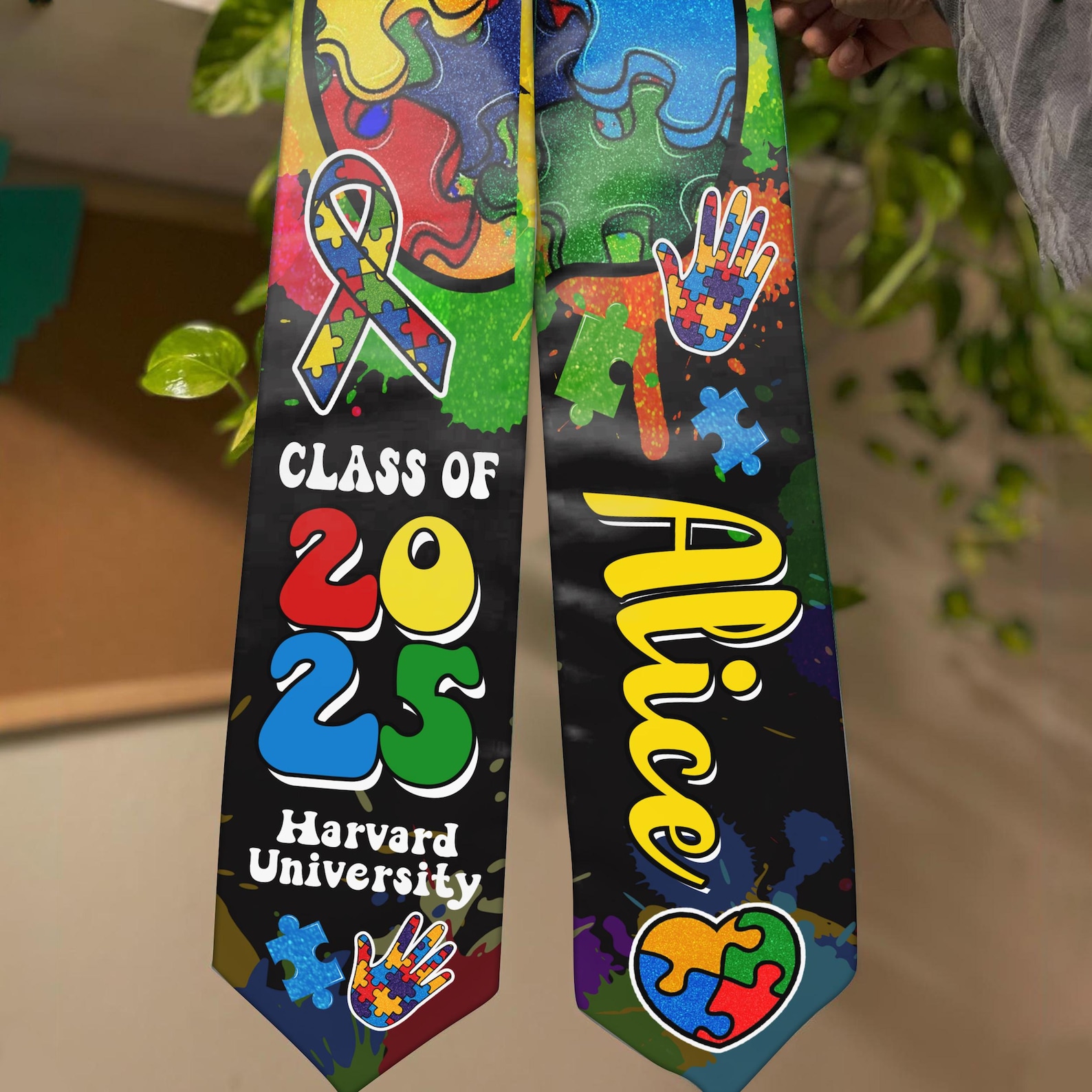 Personalized Special Teacher Graduation Stole, Custom Autism Grad Sash ...