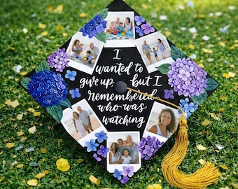 Personalized Graduation Cap Topper with Photo Collage and Inspirational Quote