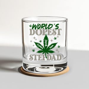 Personalized World’s Dopest Stepdad Whiskey Glass, Custom Father&#39;s Day Gifts for Step Dad