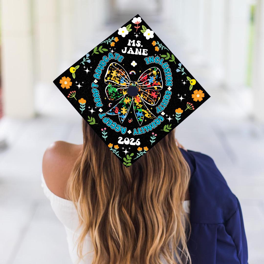 Personalized Autism Awareness Graduation Cap Topper: Puzzle Bow - Etsy