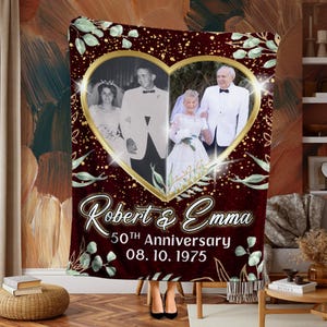 Then & Now Photo Blanket – 50th Wedding Anniversary Personalized Throw