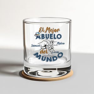 El Mejor Abuelo Del Mundo Whiskey Glass, Custom Spanish on Rock Glass Gift Mexican Dad
