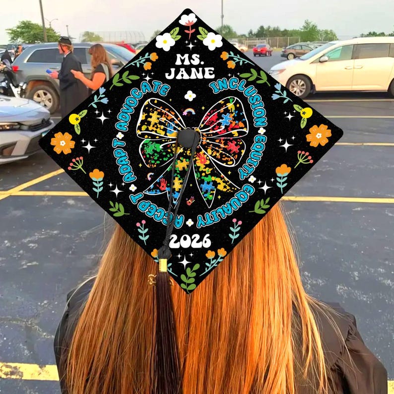 Graduation Cap Design Autism Personalized Autism Awareness Graduation Cap Topper: Puzzle Bow - Etsy