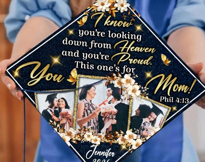Custom Photo Mom Memorial Graduation Cap Topper
