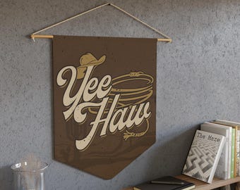 Yeehaw Cowboy Pennant - Vintage Wild West Flag, Western Nursery Wall Hanging Decor