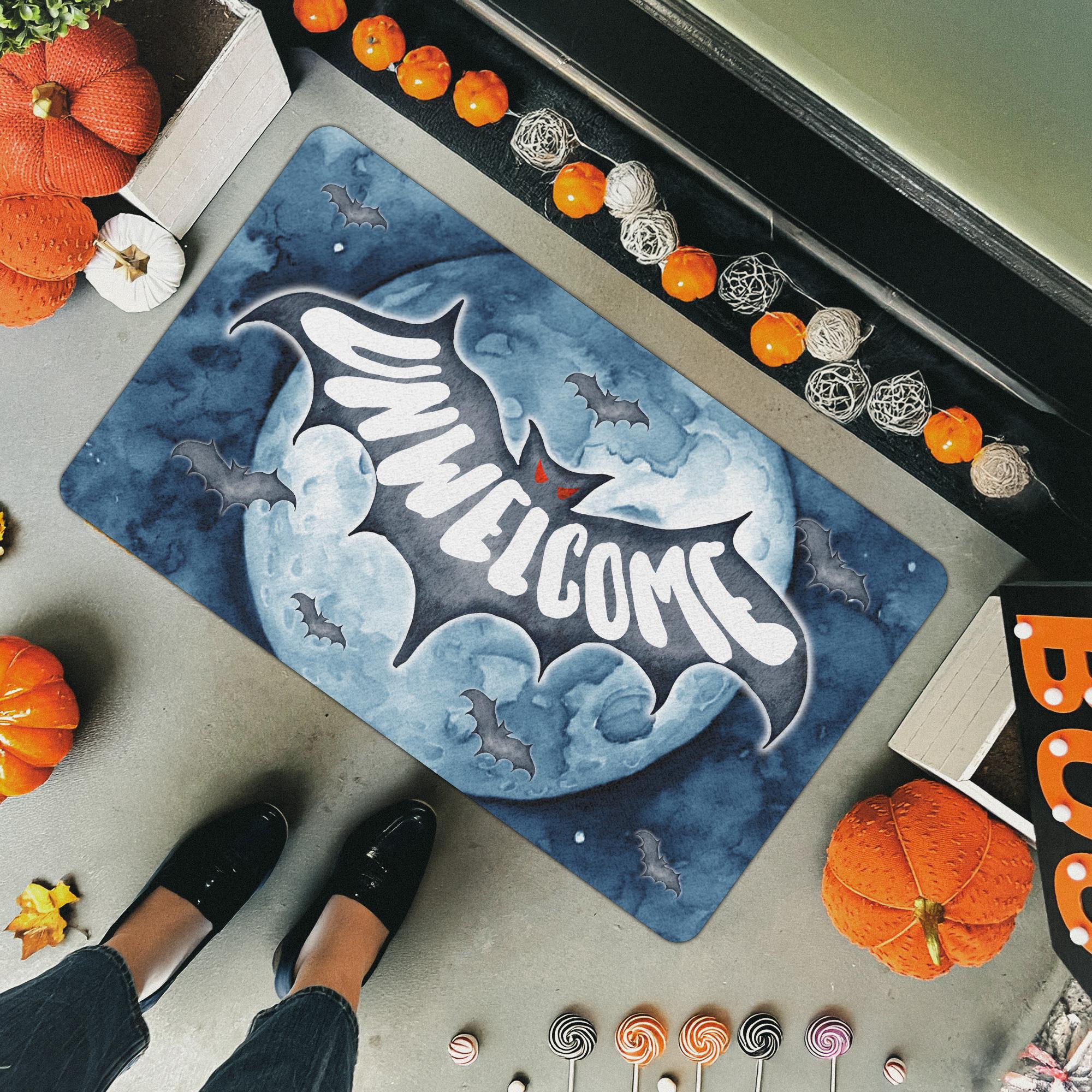 Fußmatte Unwelcome Bat - Gothic Halloween Badematte 40x60cm Kokosfaser