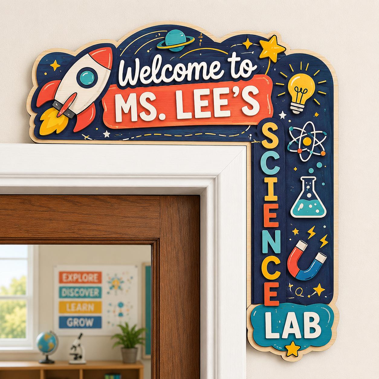 Custom Science Lab Door Corner Sign, Personalized Teacher Classroom ...